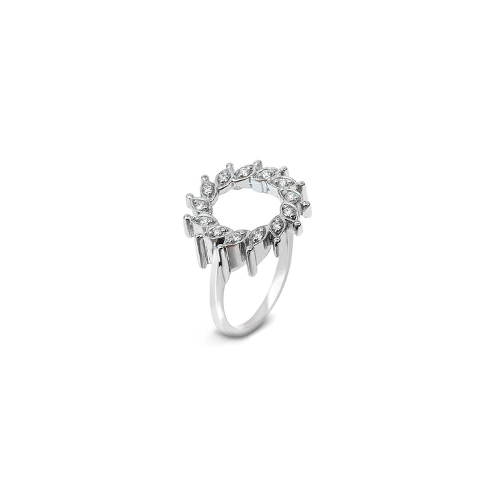 14K White Gold Floral Marquise Diamond Vine Eternity Band 14kTDW:0.14ct