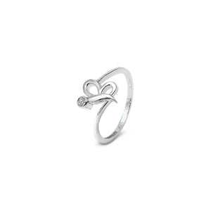 Butterfly Design White Gold Diamond Ring ,14k 0.1ct 2.27gr