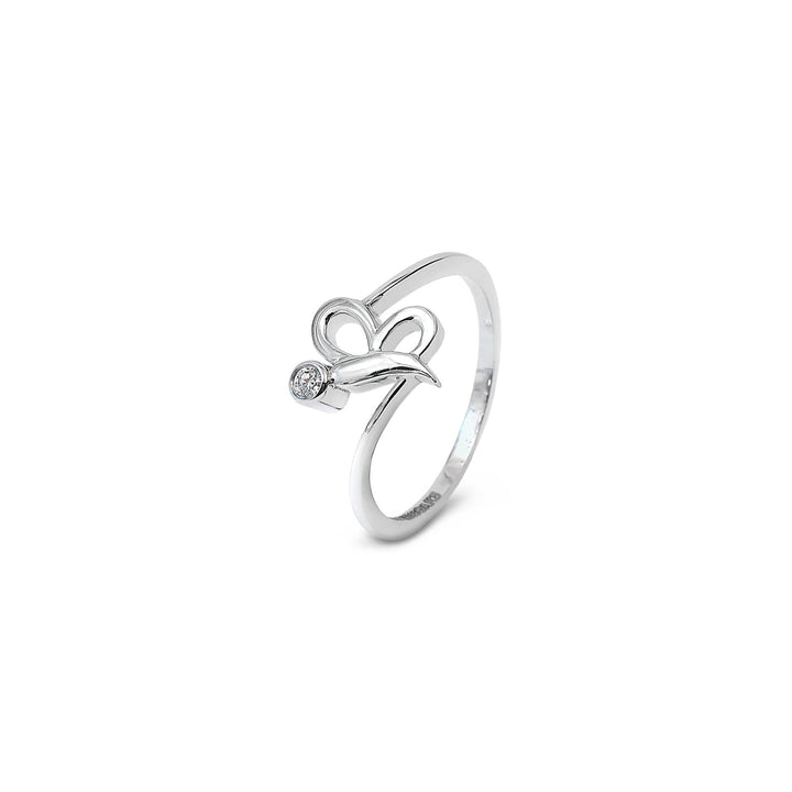 14K Butterfly White Gold Diamond Ring