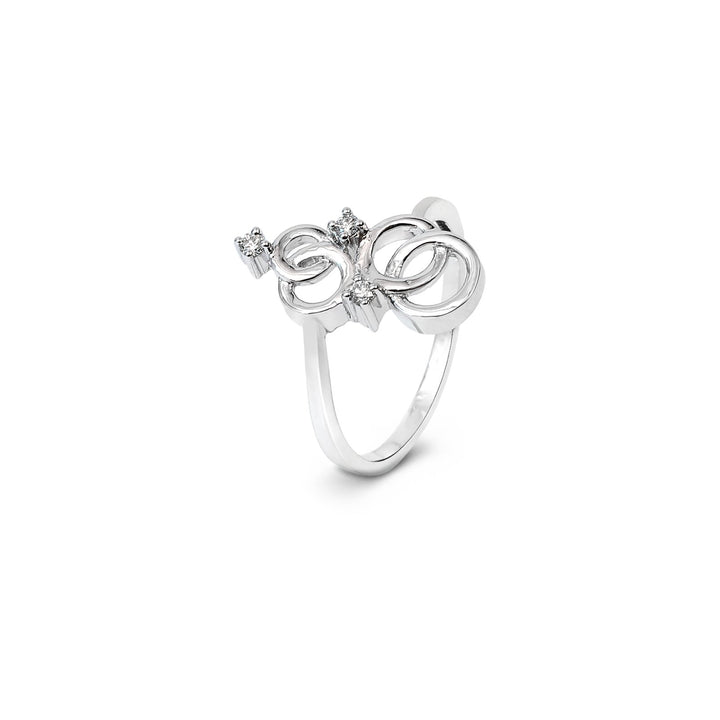 14K White Gold Four Circles Ring with Natural Diamonds TDW:0.07ct