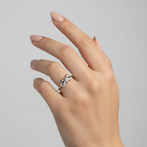 14K White Gold Ribbon Style Diamond Ring