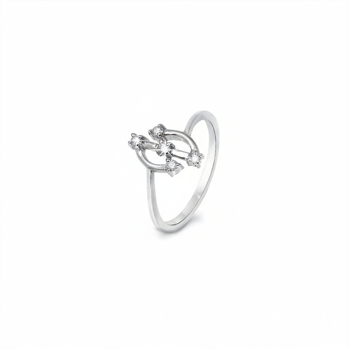 14K White Gold 5-Diamond Modern Ring