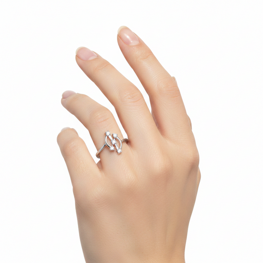 14K White Gold 5-Diamond Modern Ring