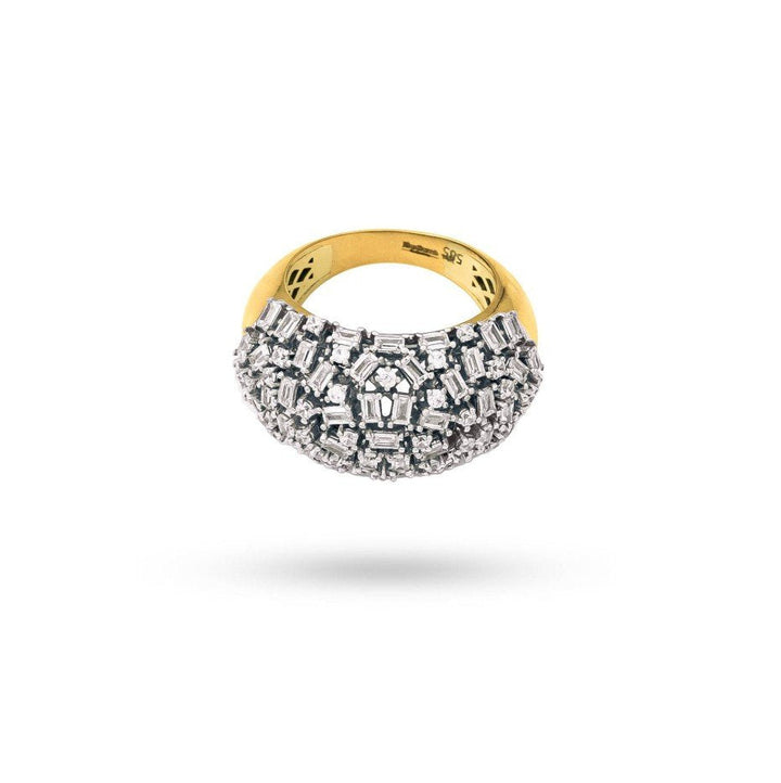 14K Two Tones Cluster Dome style Ring setting with Cubic Zirconia
