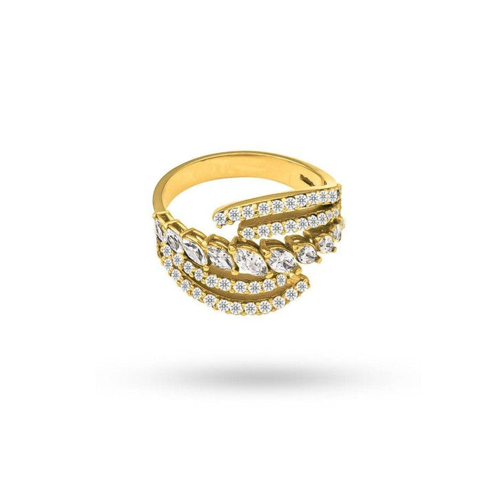 14K Yellow Gold Leaf Style Ring setting with Cubic Zirconia