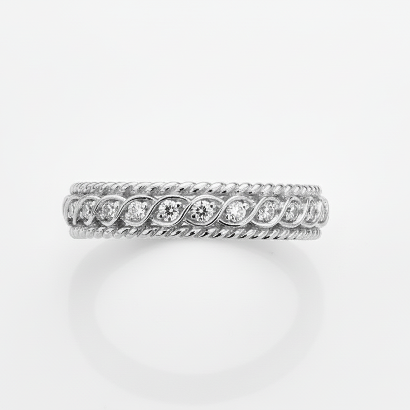 925 Sterling Silver Twisted Vine Diamond Ring