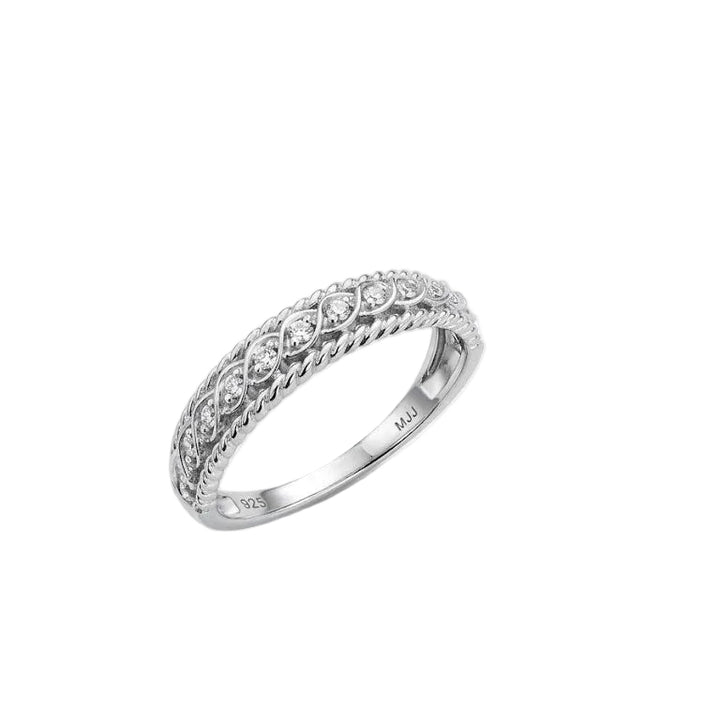925 Sterling Silver Twisted Vine Diamond Ring