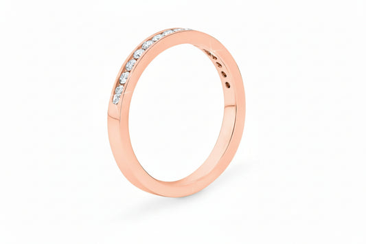 14K Rose Gold Channel Setting 10 Stones Diamond Band. TDW: 0.25ct VS – SI GH