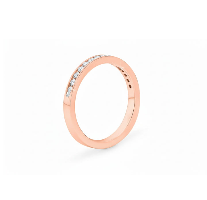 14K Rose Gold Channel Setting Diamond Band. TDW: 0.25ct VS-SI GH