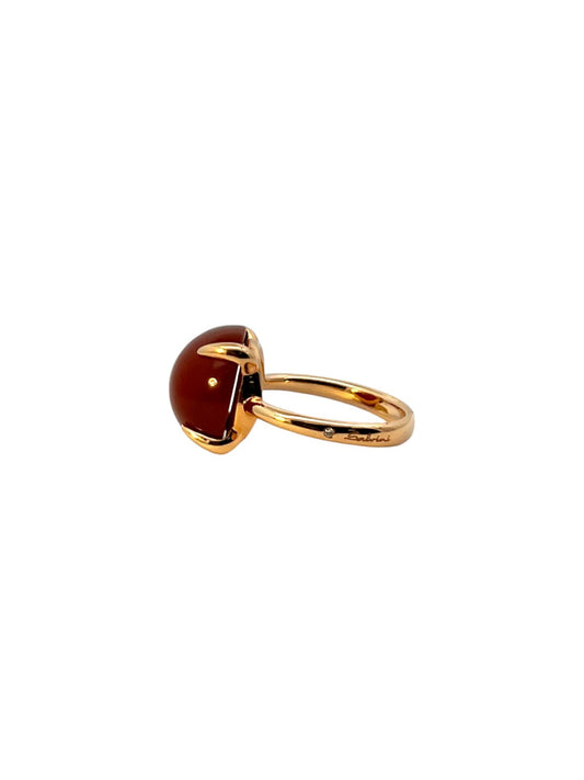 Rose Gold Salvini Stamp Ring with one cushion cut Agate. Made in Italy. 18k, 4.5gr