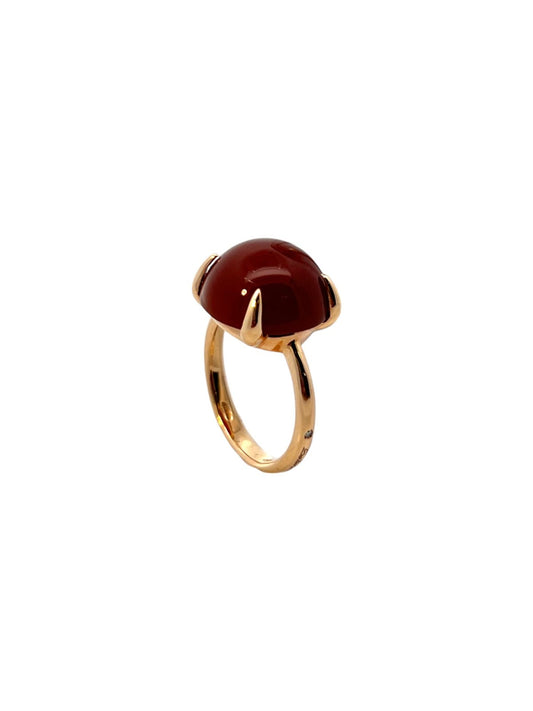 Rose Gold Salvini Stamp Ring with one cushion cut Agate. Made in Italy. 18k, 4.5gr
