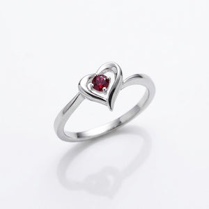 925 Sterling Silver Heart Ruby Ring