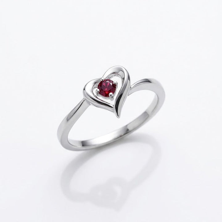 925 Sterling Silver Heart Ruby Ring