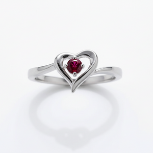 925 Sterling Silver Heart Ruby Ring