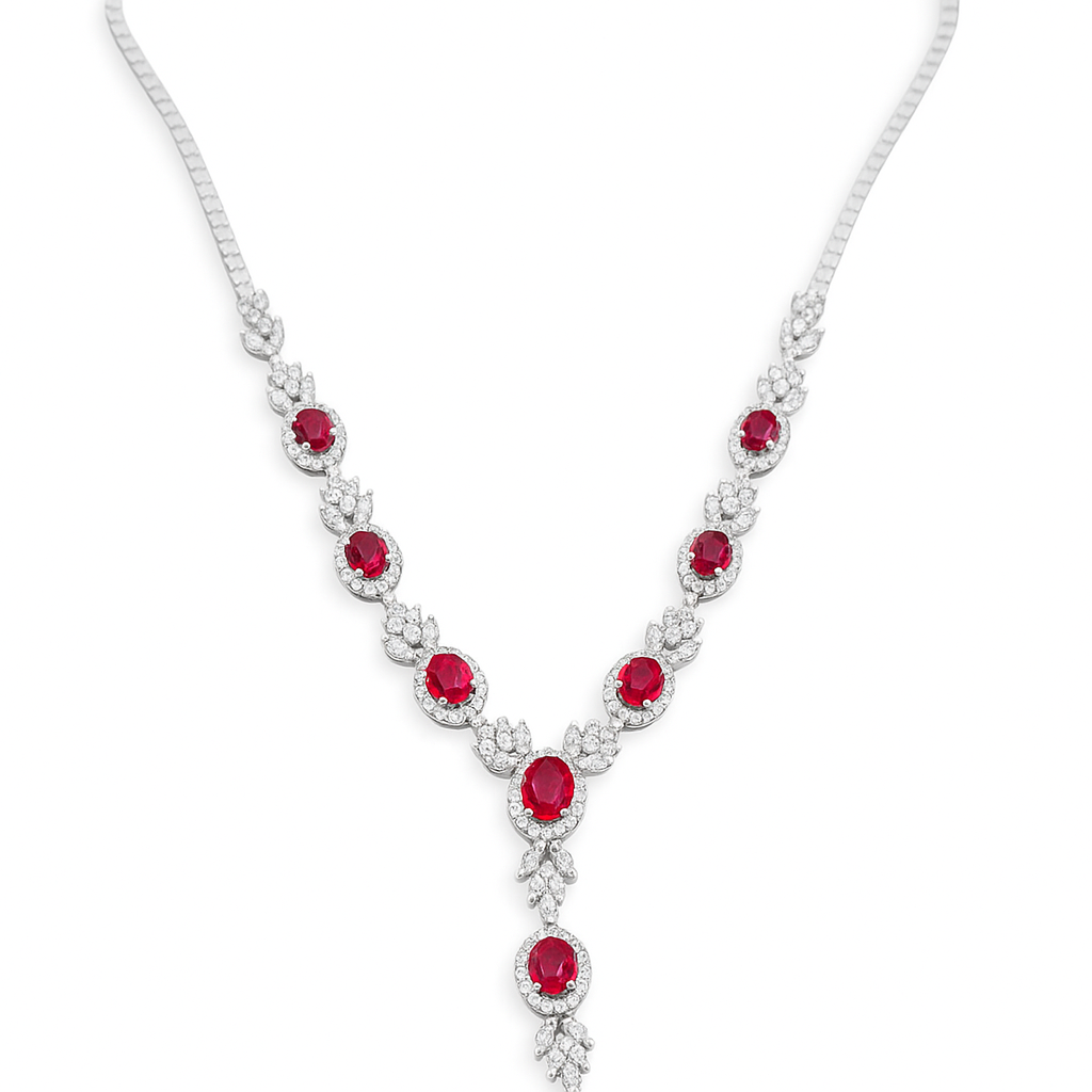 Classic White Gold Ruby and Diamond Necklace. 18k, R: 2.75ct, TDW: 1.85ct