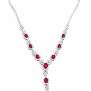 Classic White Gold Ruby and Diamond Necklace. 18k, R: 2.75ct, TDW: 1.85ct
