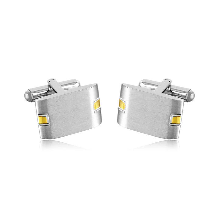 Brushed Finish Gold Accent Stainless Steel Rectangle 13mm x 18mm Bullet Back