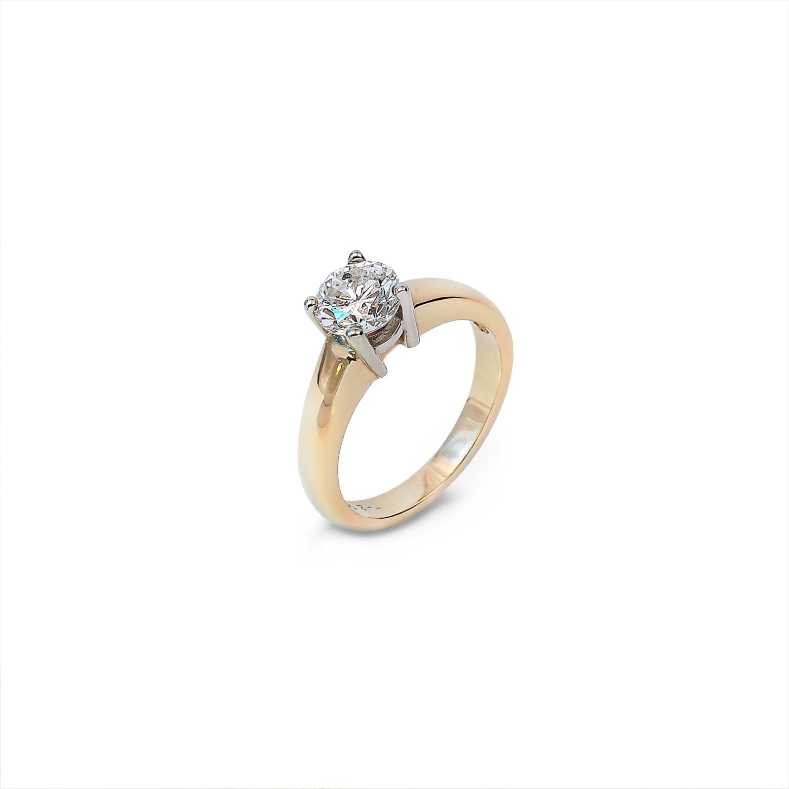 Yellow Gold Diamond Ring One round Natural Diamond on Setting  14k TDW: 1.19 CT   Color: H Clarity:  I1 4.71gr