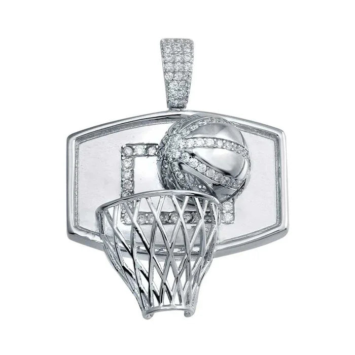 Sterling Silver CZ Hoop Pendant