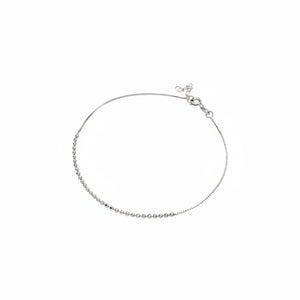 925 Sterling Silver Rhodium Plated DC Bead Anklet