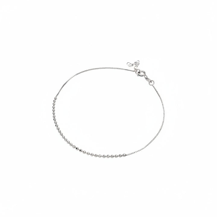 925 Sterling Silver Rhodium Plated DC Bead Anklet