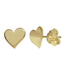 Sterling Silver Gold Plated Sterling Silver Flat Heart Stud Earrings