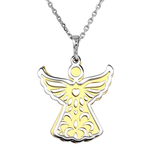 Silver Rhodium-Plated and gold Plated Angel Necklace