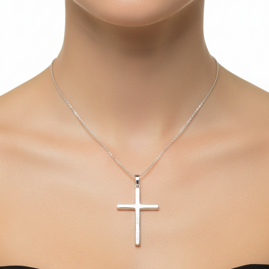 925 Sterling Silver Engraved "Love" Cross Pendant