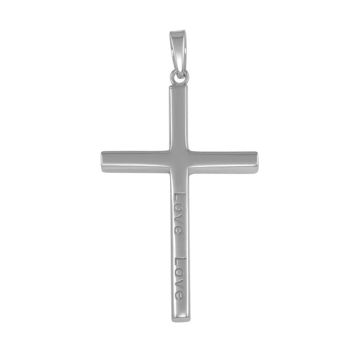 925 Sterling Silver Engraved "Love" Cross Pendant