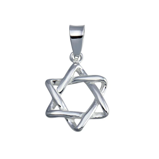 Silver Silver Finish High Polished Star of David Charm