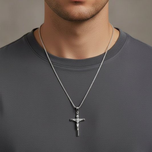 925 Sterling Silver High Polished Crucifix Pendant