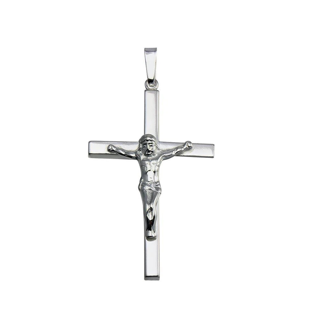 925 Sterling Silver High Polished Crucifix Pendant