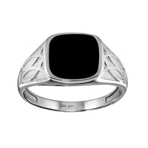 Sterling Silver  Celtic Design Ring with Onyx