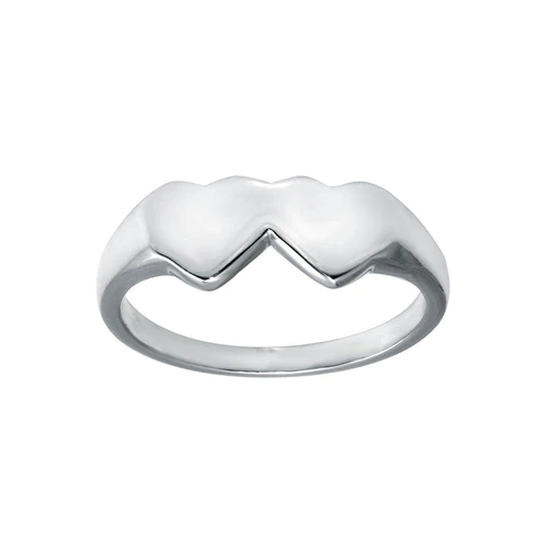 Silver 925 Rhodium Plated Double Heart Ring