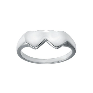 Silver 925 Rhodium-Plated Double Heart Ring