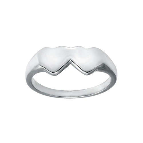 Silver 925 Rhodium-Plated Double Heart Ring