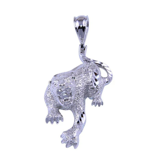 Rhodium Plated 925 Sterling Silver CZ Cheetah Pendant