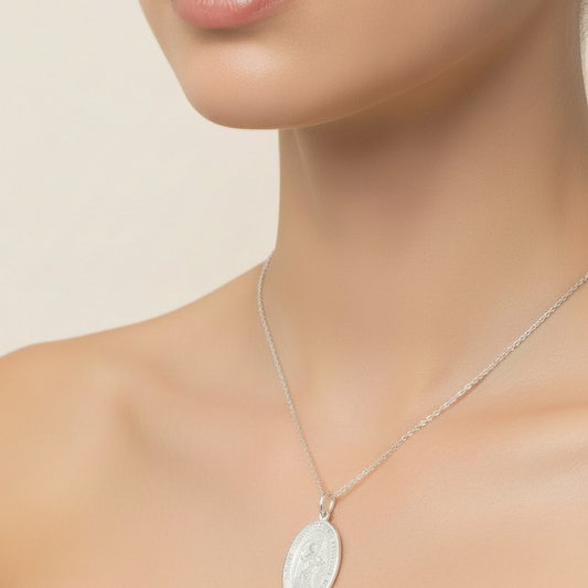 925 Sterling Silver High Polished St. Christopher Pendant
