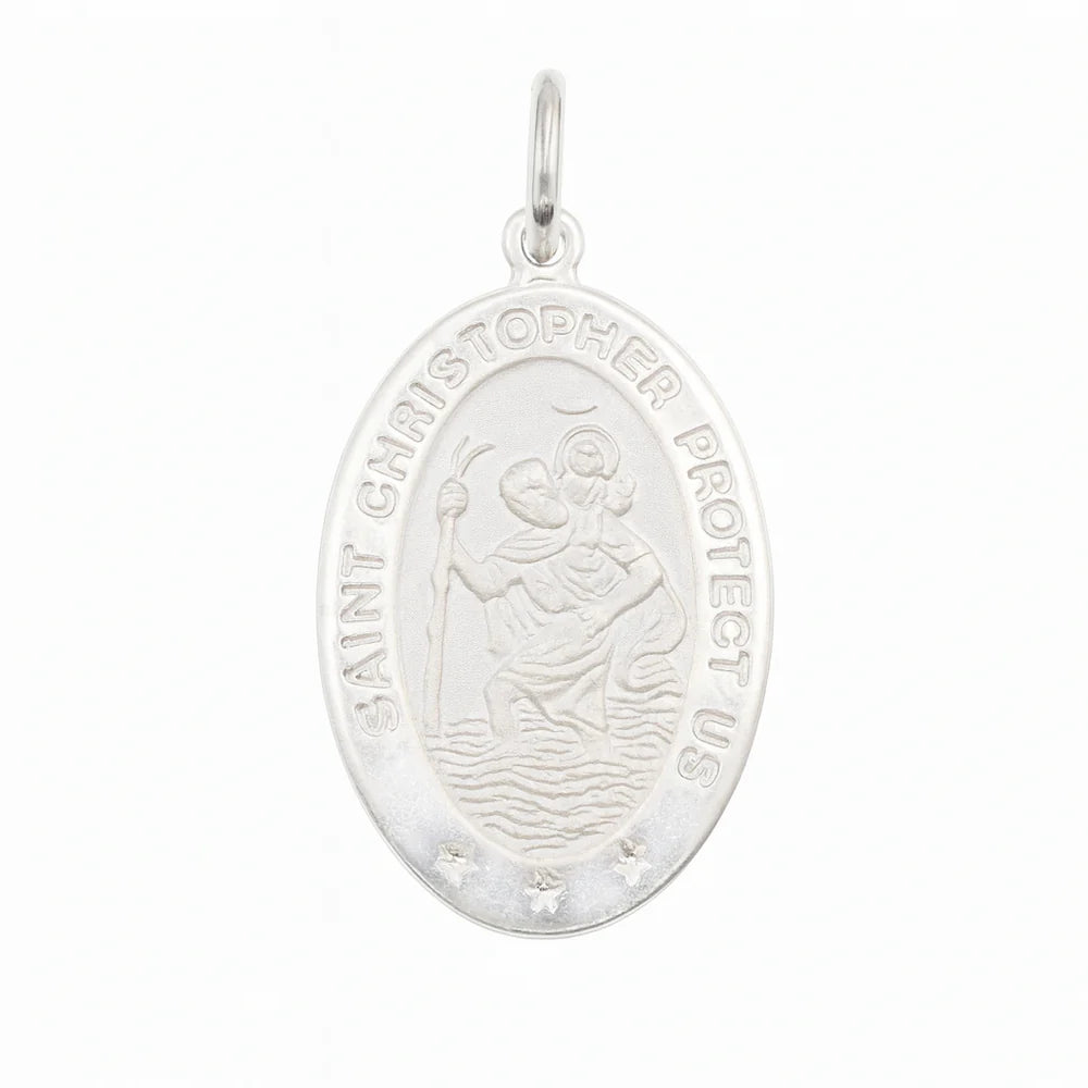 925 Sterling Silver High Polished St. Christopher Pendant