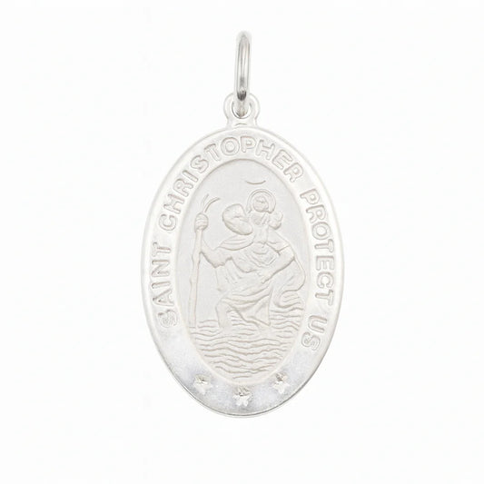 925 Sterling Silver High Polished St. Christopher Pendant