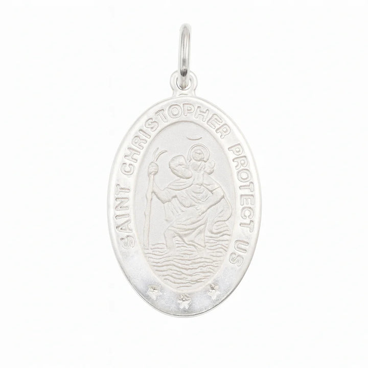925 Sterling Silver High Polished St. Christopher Pendant