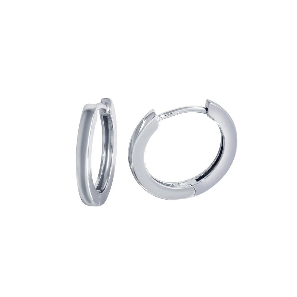 925 Sterling Silver Sterling Rhodium Plated  Huggie Earrings