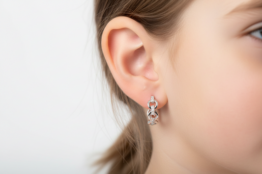 Silver Earring ,Chain Link CZ Huggie Hoop Earrings ,13.2mm