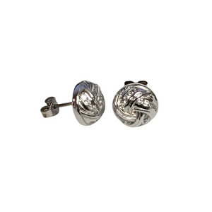 Silver 925 Rhodium-Plated Spiral Dome Clear CZ Stud Earrings