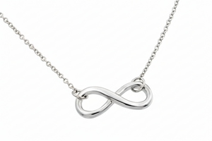 925 Sterling Silver  Rhodium Plated Infinity Necklace