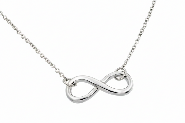 925 Sterling Silver  Rhodium Plated Infinity Necklace