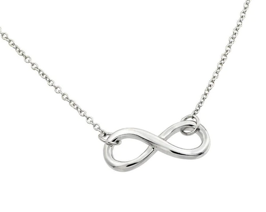 Silver  Rhodium Plated Infinity Pendant Necklace
