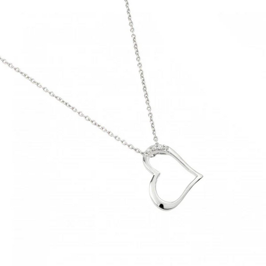 Sterling Silver Necklace with heart and three Cubic Zirconia