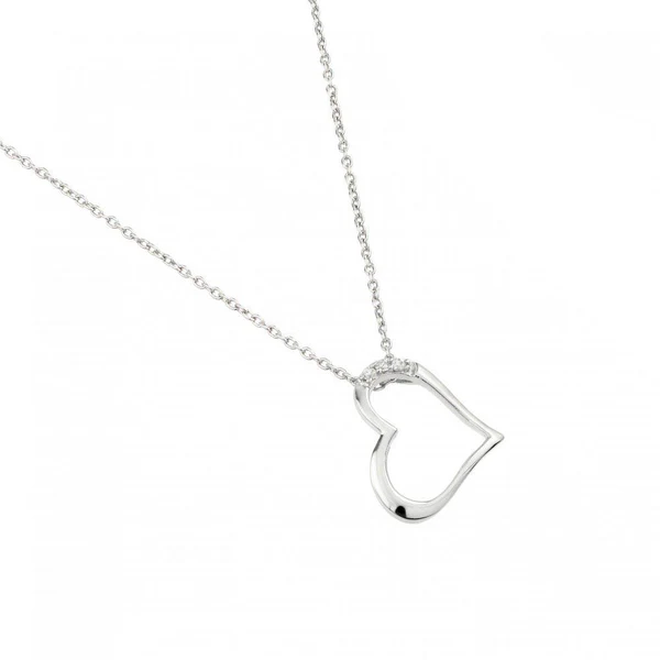 Sterling Silver Necklace with heart and three Cubic Zirconia