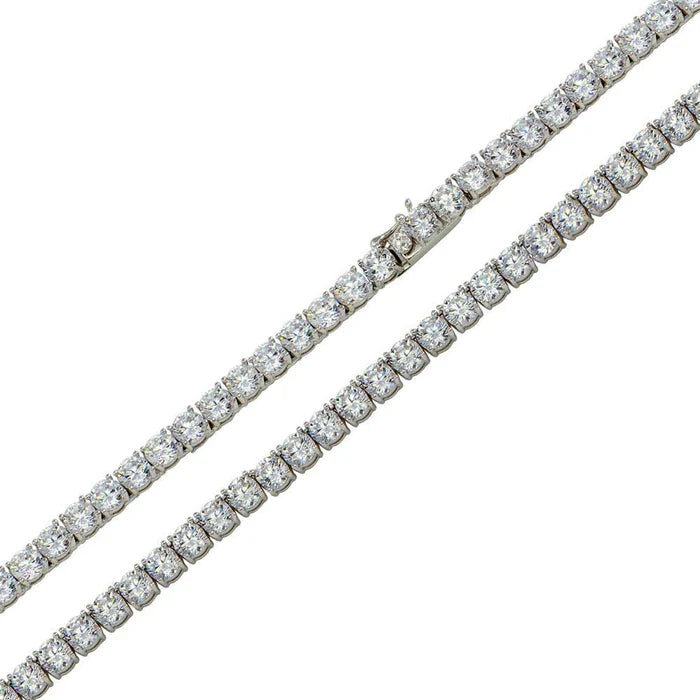 Silver 925 Rhodium-Plated Round CZ Tennis Necklace 18"